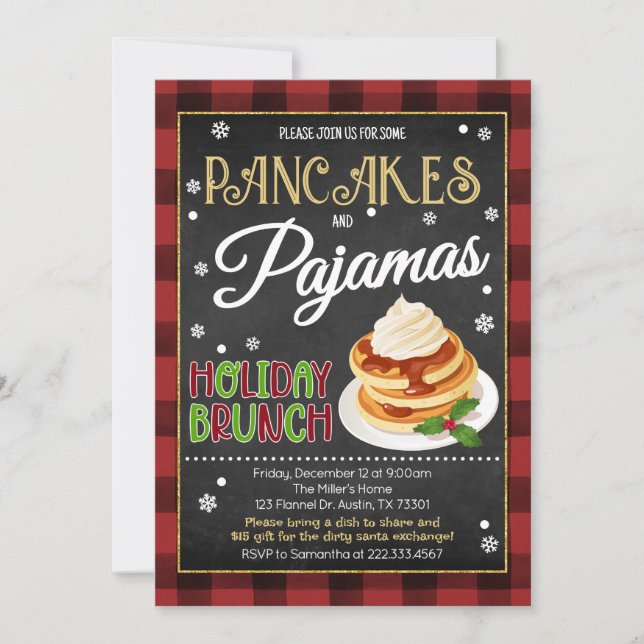 Invitación Fiesta de crepes y Navidades de pijamas (Anverso)