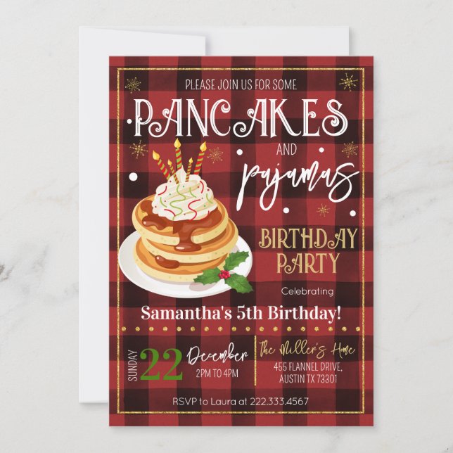 Invitación Fiesta de crepes y Navidades de pijamas (Anverso)