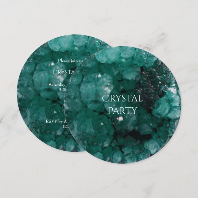Invitación Fiesta de Cristal Verde Glamuroso (Anverso / Reverso)