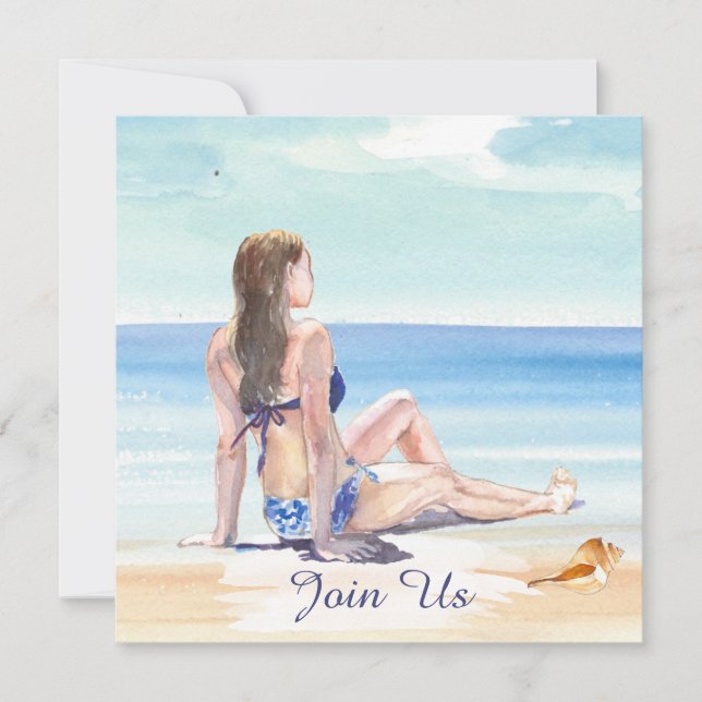 Invitación *~* Fiesta de Cualquier Evento de Playa Tropical A (Anverso)