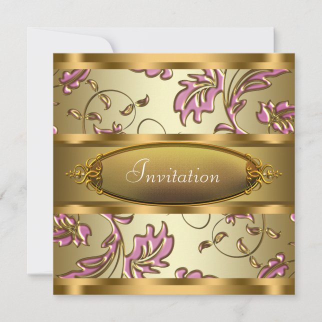 Invitación Fiesta de cualquier ocasión de oro rosa (Anverso)