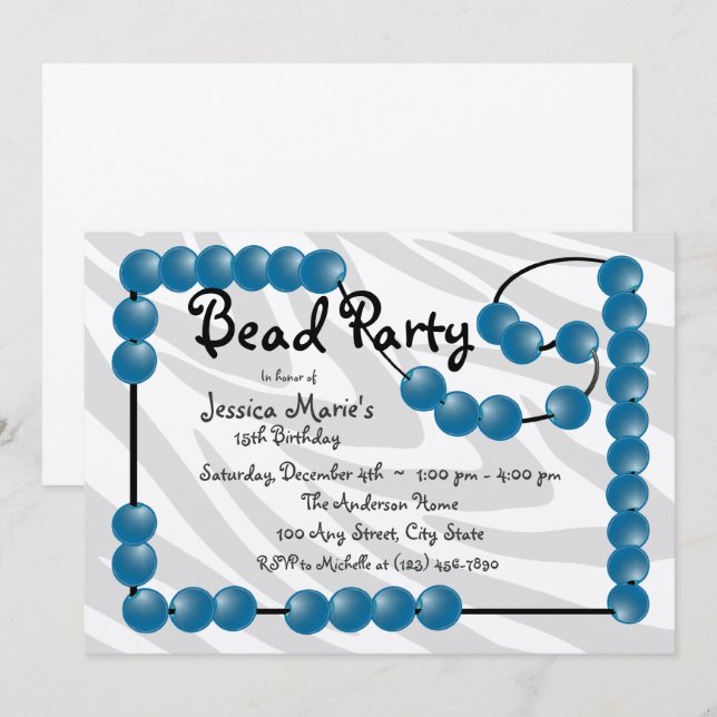 Invitación Fiesta de cuentas (Anverso / Reverso)