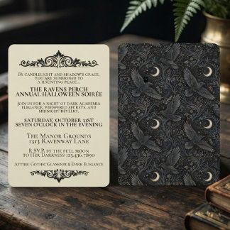 Invitación Fiesta de Cuervo Botánico de Obsidiana Gótica Malh