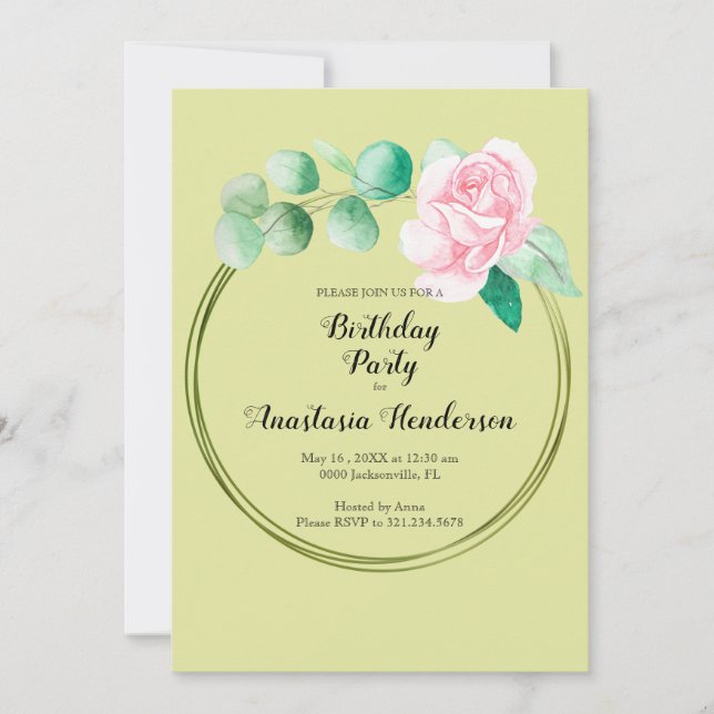 Invitación Fiesta de cumpleaños. (Anverso)