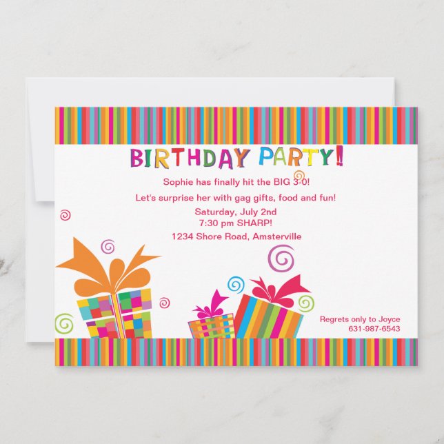 Invitación Fiesta de cumpleaños (Anverso)