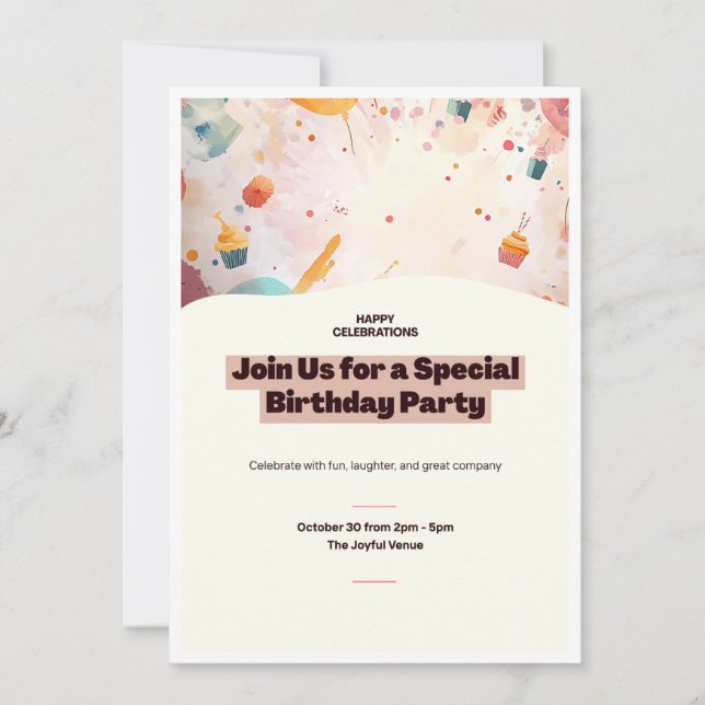 Invitación Fiesta de Cumpleaños  (Anverso)