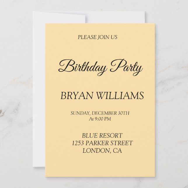 Invitación Fiesta de CUMPLEAÑOS (Anverso)
