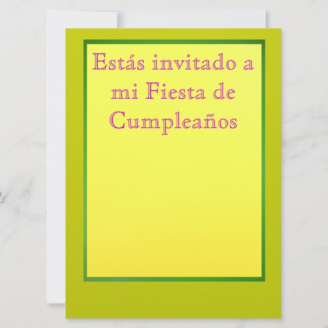 Invitación - Fiesta de cumpleaños (Anverso)
