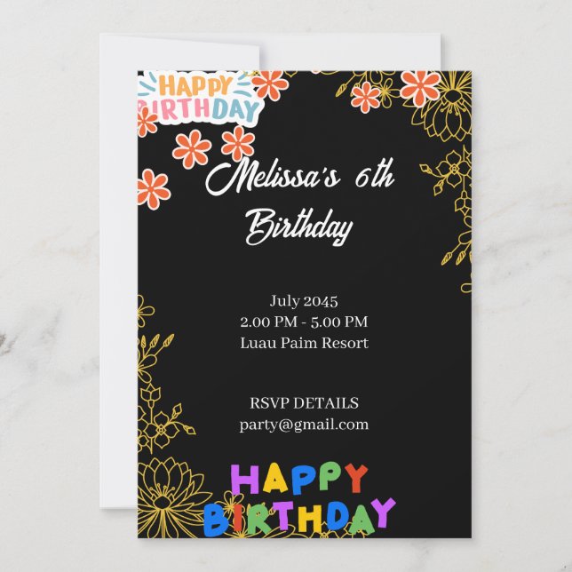 Invitación Fiesta de cumpleaños (Anverso)