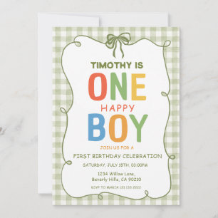 Invitación Fiesta de cumpleaños 1º colorida de un niño feliz