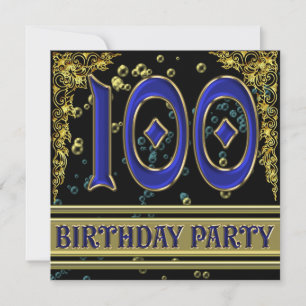 Invitación Fiesta de cumpleaños 100 de Black and Gold