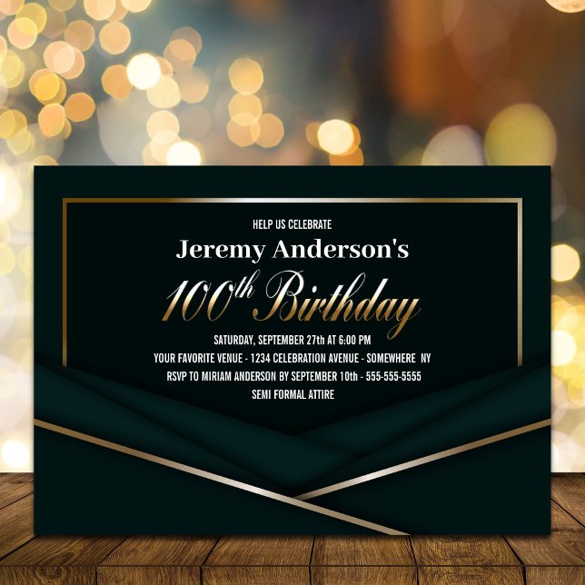 Invitación Fiesta de cumpleaños 100 del Forest Green (Subido por el creador)