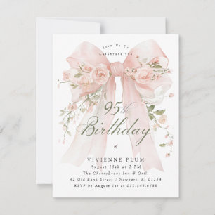 Invitación FIESTA DE CUMPLEAÑOS 100 Elegante Floral Rosa