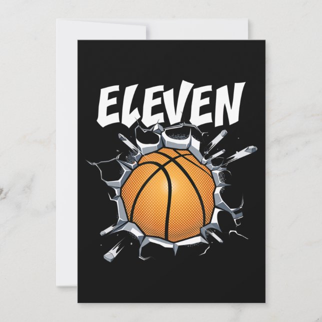 Invitación Fiesta de cumpleaños 11 años del baloncesto (Anverso)