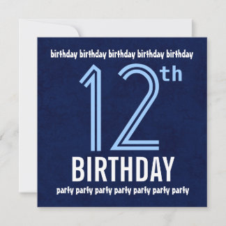 Invitación Fiesta de cumpleaños 12 reciclada azul moderno