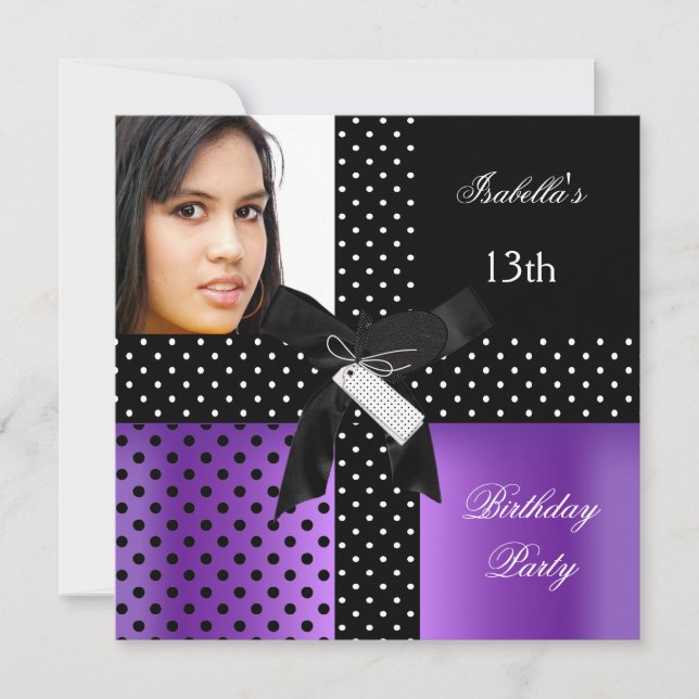 Invitación Fiesta de cumpleaños 13 años chicas adolescentes (Anverso)
