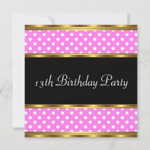 Invitación Fiesta de cumpleaños 13 años dorado rosa blanco lu