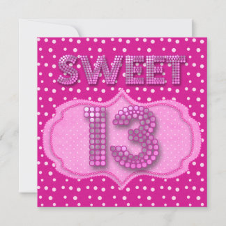 Invitación Fiesta de cumpleaños 13 dulce 13 puntos de lunares