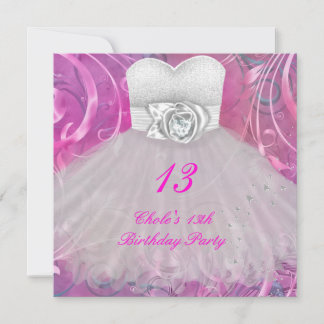 Invitación Fiesta de Cumpleaños 13 para Chicas 13 Adolescente