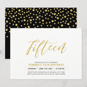 Invitación Fiesta de cumpleaños 15 años con tipografía modern