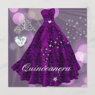 Invitación Fiesta de cumpleaños 15 de Purple Quinceanera