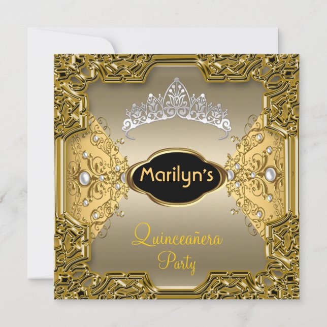 Invitación Fiesta de cumpleaños 15 de Quinceañera (Anverso)