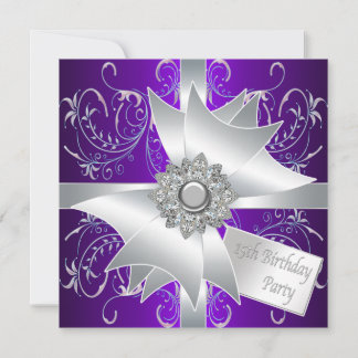 Invitación Fiesta de cumpleaños 15 elegante lavanda púrpura