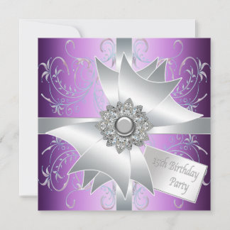 Invitación Fiesta de cumpleaños 15 elegante lavanda púrpura