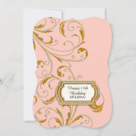 Invitación Fiesta de cumpleaños 15 Glam Old Hollywood Regency