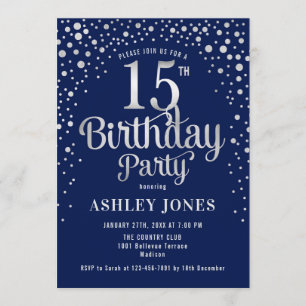 Invitación Fiesta de cumpleaños 15 - Marina y plata