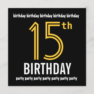 Invitación Fiesta de cumpleaños 15: Oro moderno y negro