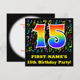 Invitación Fiesta de cumpleaños 15: Símbolos musicales divert