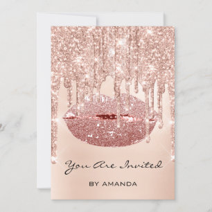 Invitación Fiesta de cumpleaños 16º Rosa de los labios de bes