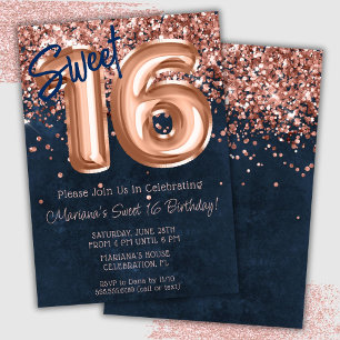 Invitación Fiesta de cumpleaños 16 Blue Sweet de la Marina de