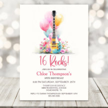 Fiesta de cumpleaños 16 con guitarra y globos