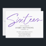 Invitación Fiesta de cumpleaños 16 de Rubor con guión rosado<br><div class="desc">Invitación a la fiesta de cumpleaños de Rubor Pink Script Modern Sweet 16 - Tipografía moderna de escritura rosa rosa de moda con todos los detalles importantes de la celebración. La foto del chica de cumpleaños está en la parte trasera de la invitación. Así que moda.</div>