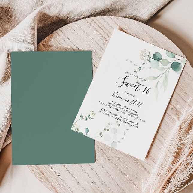 Invitación Fiesta de cumpleaños 16 del Eucalipto Verde de Ver (Subido por el creador)