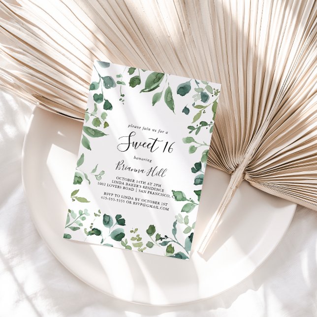 Invitación Fiesta de cumpleaños 16 del follaje verde del guió (Subido por el creador)