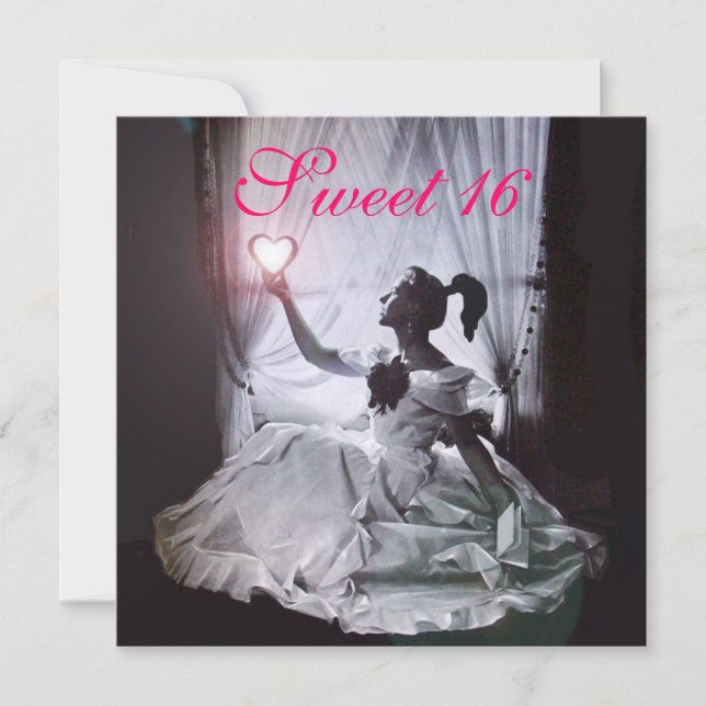 INVITACIÓN FIESTA DE CUMPLEAÑOS 16 DULCE,DAMASCA NEGRA DE FUC (Anverso)
