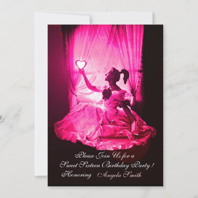 INVITACIÓN FIESTA DE CUMPLEAÑOS 16 DULCE,DAMASCA NEGRA DE FUC (Anverso)