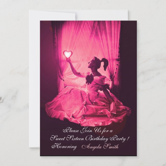 INVITACIÓN FIESTA DE CUMPLEAÑOS 16 DULCE,DAMASCA NEGRA DE FUC (Anverso)