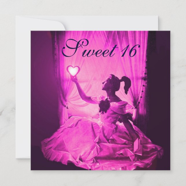 INVITACIÓN FIESTA DE CUMPLEAÑOS 16 DULCE,DAMASCA NEGRA DE PUR (Anverso)