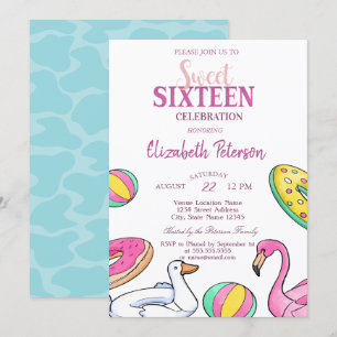 Invitación Fiesta de Cumpleaños 16 Dulce Flamingo Rosa de Ver
