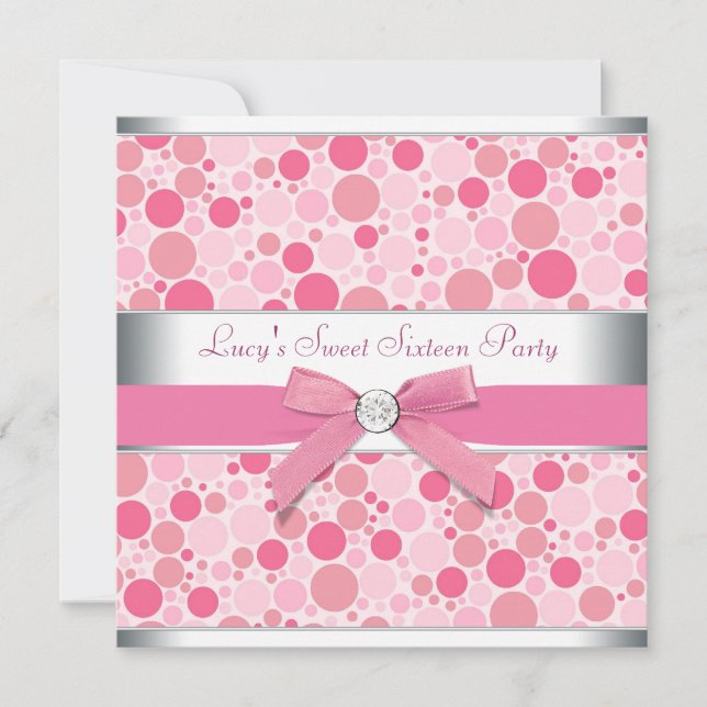 Invitación Fiesta de cumpleaños 16 dulces burbujas rosadas (Anverso)