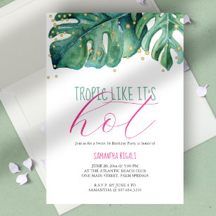 Invitación Fiesta de Cumpleaños 16 Dulces Tema Luau