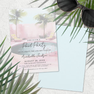 Invitación Fiesta de Cumpleaños 16 en Piscina Rosa