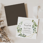 Invitación Fiesta de cumpleaños 16 Geometric Gold Brown<br><div class="desc">Esta invitación geométrica a la fiesta de 16 cumpleaños de color marrón dorado es perfecta para un simple cumpleaños. El diseño está decorado con hermosas hojas verdes pintadas a mano y con un fondo marrón,  adornando un marco geométrico dorado.</div>