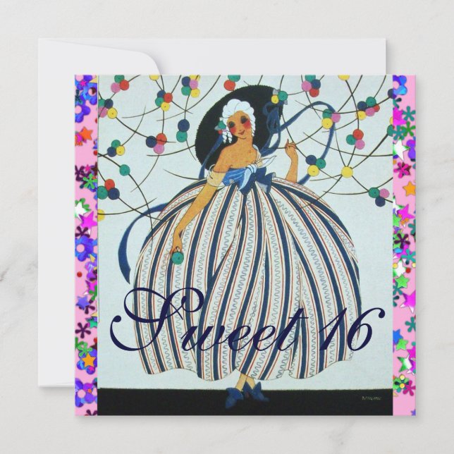 INVITACIÓN FIESTA DE CUMPLEAÑOS 16 JÓVENES CHICAS SIMILARES (Anverso)