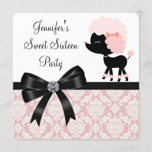 Invitación Fiesta de cumpleaños 16 Pink Poodle Sweet
