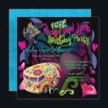 Invitación Fiesta de cumpleaños 16 por la Paz y el Amor Retro<br><div class="desc">Celebra su dulce 16 con una fiesta de cumpleaños estilo hippy retro de Paz y Amor.</div>